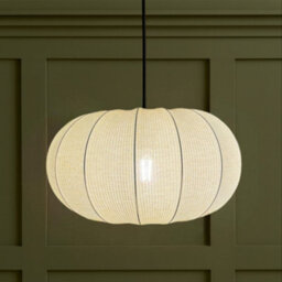 CGC Lighting Cgc Lila Cream Oval Stretch Ribbed Cotton Fabric Lampshade - thumbnail 4