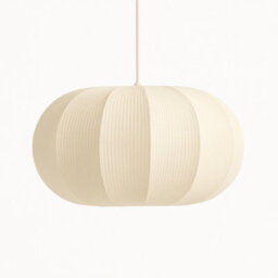 CGC Lighting Cgc Lila Cream Oval Stretch Ribbed Cotton Fabric Lampshade - thumbnail 1