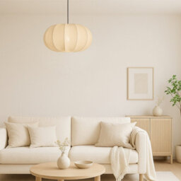 CGC Lighting Cgc Lila Cream Oval Stretch Ribbed Cotton Fabric Lampshade - thumbnail 3