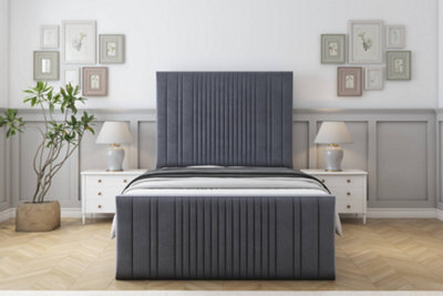 "Sloomy Kingsley Steel Plush Bed Frame With Mattress With 50"" Upholstered Headboard 3' Single" - image 1