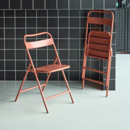 Sweeek - Set Of 2 Folding Steel Garden Chairs Terracotta 44.3X49X79.7 Cm - Amelia - thumbnail 4