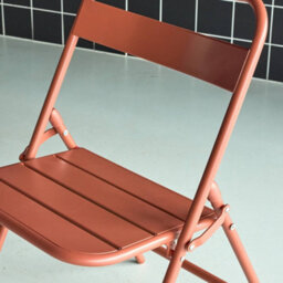 Sweeek - Set Of 2 Folding Steel Garden Chairs Terracotta 44.3X49X79.7 Cm - Amelia - thumbnail 5