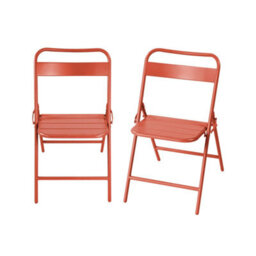 Sweeek - Set Of 2 Folding Steel Garden Chairs Terracotta 44.3X49X79.7 Cm - Amelia - thumbnail 2