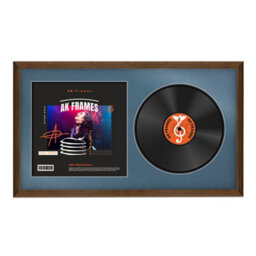 "30X17"" Walnut Classic Vinyl Record Frame With Pompadour Mount For 12 Inch Lp Album Cover & Disc - Ak Frames" - thumbnail 1