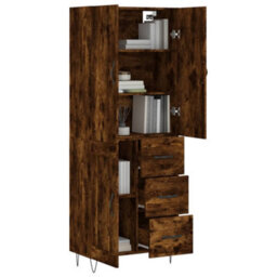 Berkfield Highboard Smoked Oak 69.5X34X180 Cm Engineered Wood - thumbnail 3
