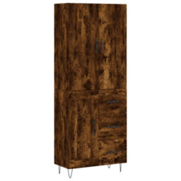 Berkfield Highboard Smoked Oak 69.5X34X180 Cm Engineered Wood - thumbnail 2