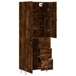 Berkfield Highboard Smoked Oak 69.5X34X180 Cm Engineered Wood - thumbnail 4
