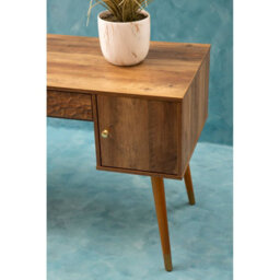 Orsina Contemporary Design Two Door One Drawer Desk, Versatile Wooden Finish Work Desk, Stable Single Drawer Desk - thumbnail 7