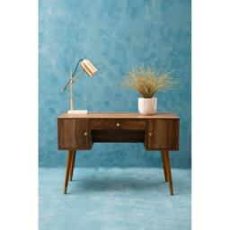 Orsina Contemporary Design Two Door One Drawer Desk, Versatile Wooden Finish Work Desk, Stable Single Drawer Desk - thumbnail 6
