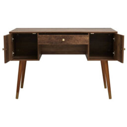 Orsina Contemporary Design Two Door One Drawer Desk, Versatile Wooden Finish Work Desk, Stable Single Drawer Desk - thumbnail 2