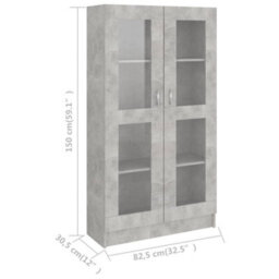 Berkfield Vitrine Cabinet Concrete Grey 82.5X30.5X150 Cm Engineered Wood - thumbnail 8