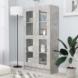 Berkfield Vitrine Cabinet Concrete Grey 82.5X30.5X150 Cm Engineered Wood