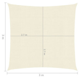 Berkfield Sunshade Sail 160 G/m2 Cream 3X3 M Hdpe - thumbnail 6