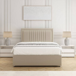 Bsspoke Canes Divan Bed In Cream Plush Velvet 24Inch Headboard 2 Drawers Same Side & No Mattress In Double King 3Ft 4Ft 6Ft - thumbnail 3