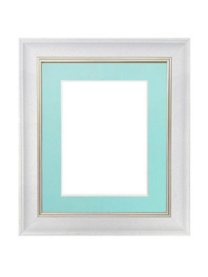 Frames By Post Scandi White Speckled Frame With Blue Mount For Image Size 10 X 6 - image 1