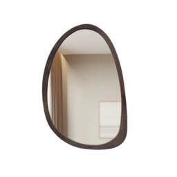 Artloge 50X70Cm Wooden Frame Irregular Mirror Asymmetric Pebble Wall Mirror Horizontal & Vertical Hang - thumbnail 4