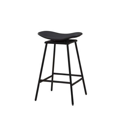 Costway Swivel Bar Stools Set Of 2 Faux Leather Paded Backless Stool-Black