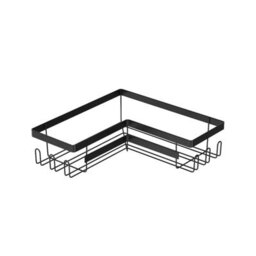 Living And Home 5Pcs Wall Mounted Corner Shower Caddies Black Carbon Steel Bathroom Organizer With Side Hooks - thumbnail 5