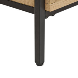 Beliani Tv Stand, Light Wood With Charcoal-Grey Front, Mdf, 1 Door + 3 Shelves, W140 X D40 X H56Cm - thumbnail 9