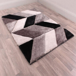 Grey Shaggy Modern Sparkle Geometric Easy To Clean Rug For Dining Room Bed Room And Living Room-160Cm X 225Cm - thumbnail 2