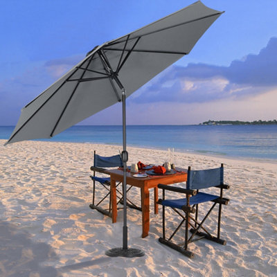 Living And Home 3M Large Rotating Garden Parasol Outdoor Beach Umbrella Patio Sun Shade Crank Tilt No Base, Dark Grey - image 1