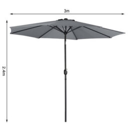 Living And Home 3M Large Rotating Garden Parasol Outdoor Beach Umbrella Patio Sun Shade Crank Tilt No Base, Dark Grey - thumbnail 5