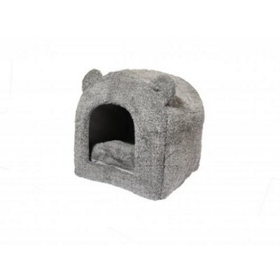 Rosewood 40 Winks Cat Hooded Bed Grey Teddy Bear 38X38Cm