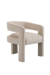 Santini Taupe Velvet Dining Chair, Fully Upholstered, Sprung Base, 600 x 600 x 730 mm