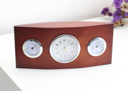 Elegant Novelty Wooden Desk Table Clock For Home Decor Ornament Business Office Thermometer Brown 10 X 18Cm Gift Idea - thumbnail 2