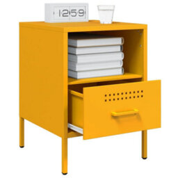 Berkfield Bedside Cabinets 2 Pcs Mustard Yellow 36X39X50.5 Cm Steel - thumbnail 4