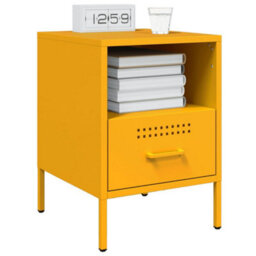 Berkfield Bedside Cabinets 2 Pcs Mustard Yellow 36X39X50.5 Cm Steel - thumbnail 3