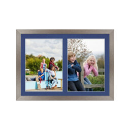 AK Frames 20X14 Aluminum Modern Multi Photo Frame With Blue Mount - Holds 2 Apertures (2X) A4 Photos - thumbnail 1