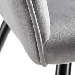 Tectake Set Of 4 Dining Chair Marilyn - With Armrests, Padded, Velvet Look, Black Steel Legs  - Grey/black - thumbnail 9