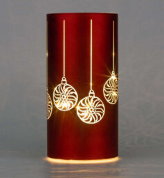 Shatchi 22Cm Christmas Decorated Vase Led Red Glass Vase / Baubles - thumbnail 1