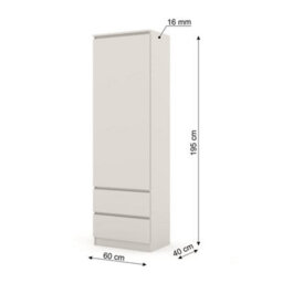 Arte Maja 60Cm Tall Cabinet - Cashmere, Slim Storage Tower With Shelves And Drawers - thumbnail 5