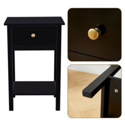 MCC Direct Set Of 2 Solid Wooden Bedside Table With Large Open Shelf And Drawer Black Arlo By Mcc - thumbnail 5