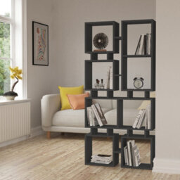 Decortie Rail Modern Tall Bookcase Shelving Unit Display Unit Anthracite Grey Freestanding Asymmetric Storage Height 167Cm