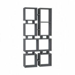 Decortie Rail Modern Tall Bookcase Display Unit Anthracite Grey Freestanding Asymmetric Storage Height 167Cm - thumbnail 2