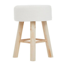 Orsina Durable White Cotton Rope Stool, Stylish Kitchen Stool For Bedroom, Versatile Design Bar Stool For Guests - thumbnail 2
