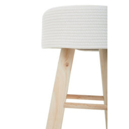 Orsina Durable White Cotton Rope Stool, Stylish Kitchen Stool For Bedroom, Versatile Design Bar Stool For Guests - thumbnail 3