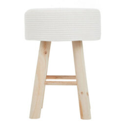 Orsina Durable White Cotton Rope Stool, Stylish Kitchen Stool For Bedroom, Versatile Design Bar Stool For Guests - thumbnail 6