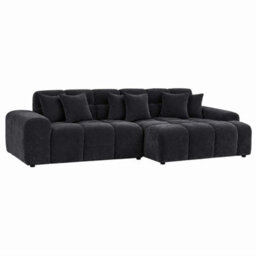 Furnishings For Less UK Jenson Black Right Hand Facing Plush Velvet Corner Sofa With Chaise - thumbnail 1