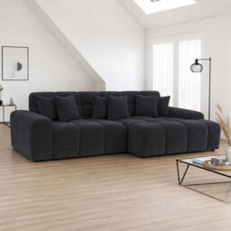 Furnishings For Less UK Jenson Black Right Hand Facing Plush Velvet Corner Sofa With Chaise - thumbnail 2
