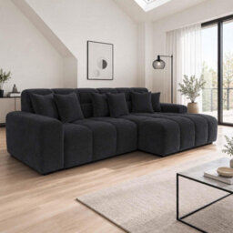 Furnishings For Less UK Jenson Black Right Hand Facing Plush Velvet Corner Sofa With Chaise - thumbnail 3