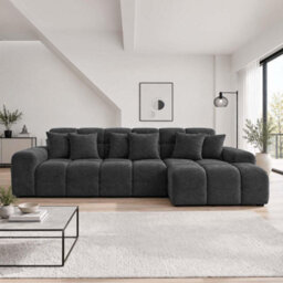 Furnishings For Less UK Jenson Black Right Hand Facing Plush Velvet Corner Sofa With Chaise - thumbnail 4