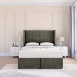 "Sloomy Falcon Pewter Dumfries 6Ft Ottoman Bed End Opening With Sprung Memory Mattress & 54"" Headboard-Super King" - thumbnail 2