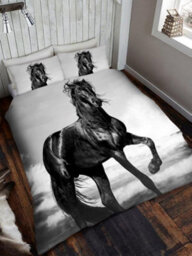 Black Horse King Size Duvet Cover And Pillowcase Set - thumbnail 1