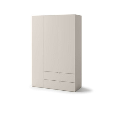 Arte Spacious Cashmere Hinged Wardrobe H2010mm W1300mm D550mm - Modern Design With 3 Doors & 2 Drawers - image 1