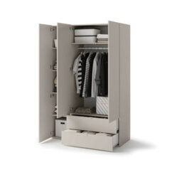 Arte Spacious Cashmere Hinged Wardrobe H2010mm W1300mm D550mm - Modern Design With 3 Doors & 2 Drawers - thumbnail 3