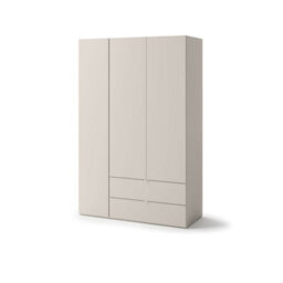 Arte Spacious Cashmere Hinged Wardrobe H2010mm W1300mm D550mm - Modern Design With 3 Doors & 2 Drawers - thumbnail 1